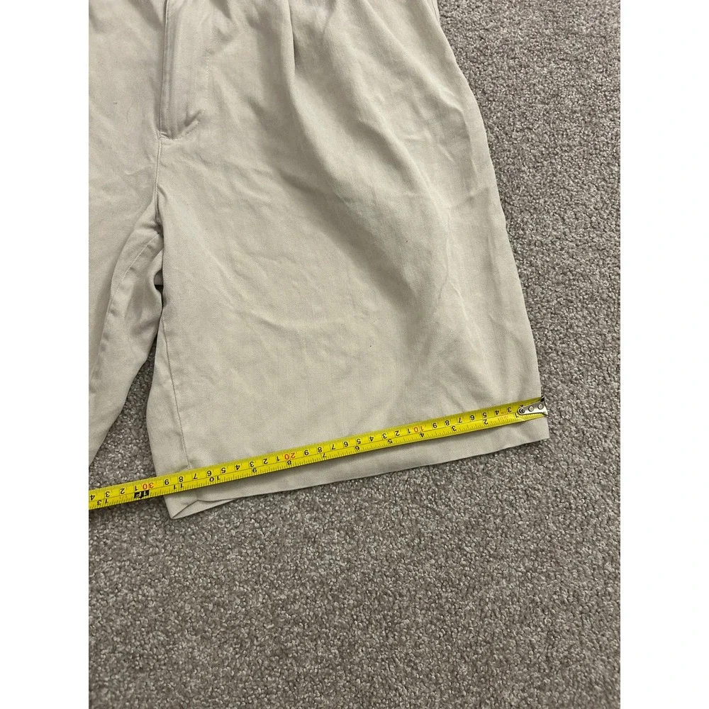 Jamaica Jaxx Silk Pleated Shorts Mens 36 Beige Excellent Herringbone Resortwear